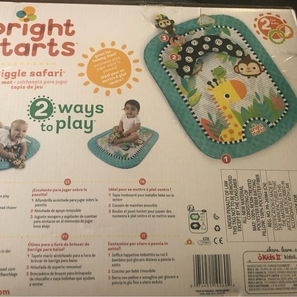 Bright Stars Giggle Safari Prop Pad Mat With Toys Tummy Time Play - Picture 3 of 4